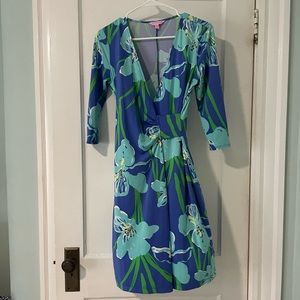 Lilly Pulitzer Faux Wrap Periwinkle Floral Dress Size Small NWOT